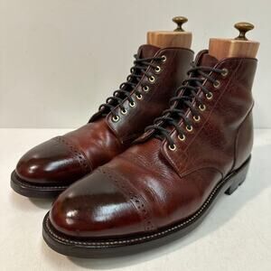 VERY GOOD Grant Stone Garrison Boot Red Waxed Deer Boot Cap Toe Brogue 11 E